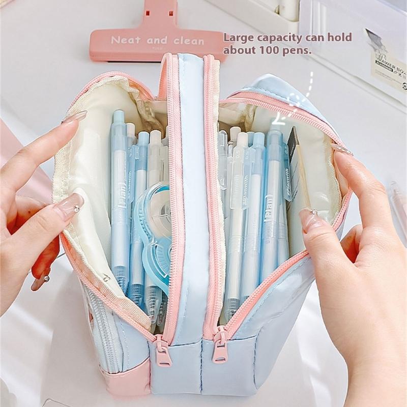 Large Capacity Pencil Bag Japanese Styles Pencil Case Pen Pouch Clear Pencil Pouch Pen Case School Office Supplies