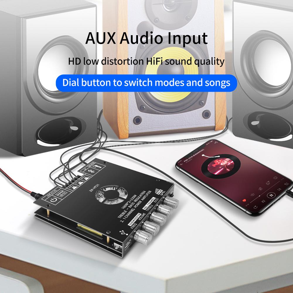 Bluetooth Digital Power Amplifier Board Module TDA7498E160W+160W+220W  High and Low Tone Subwoofer Amplifier AUX/USB ZK-HT21