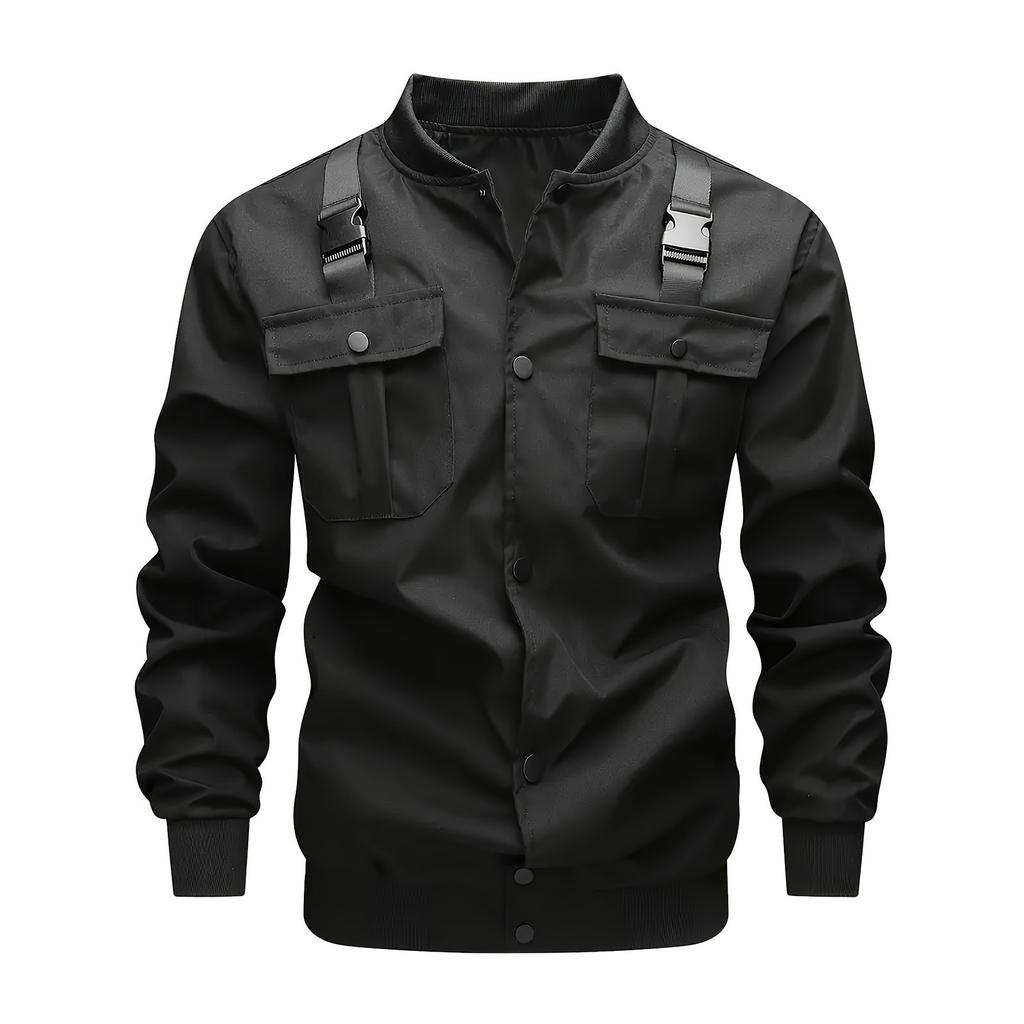 Men's Solid Color Camouflage Outdoor Sports Jacket Men's Pocket Button Casual Jacket