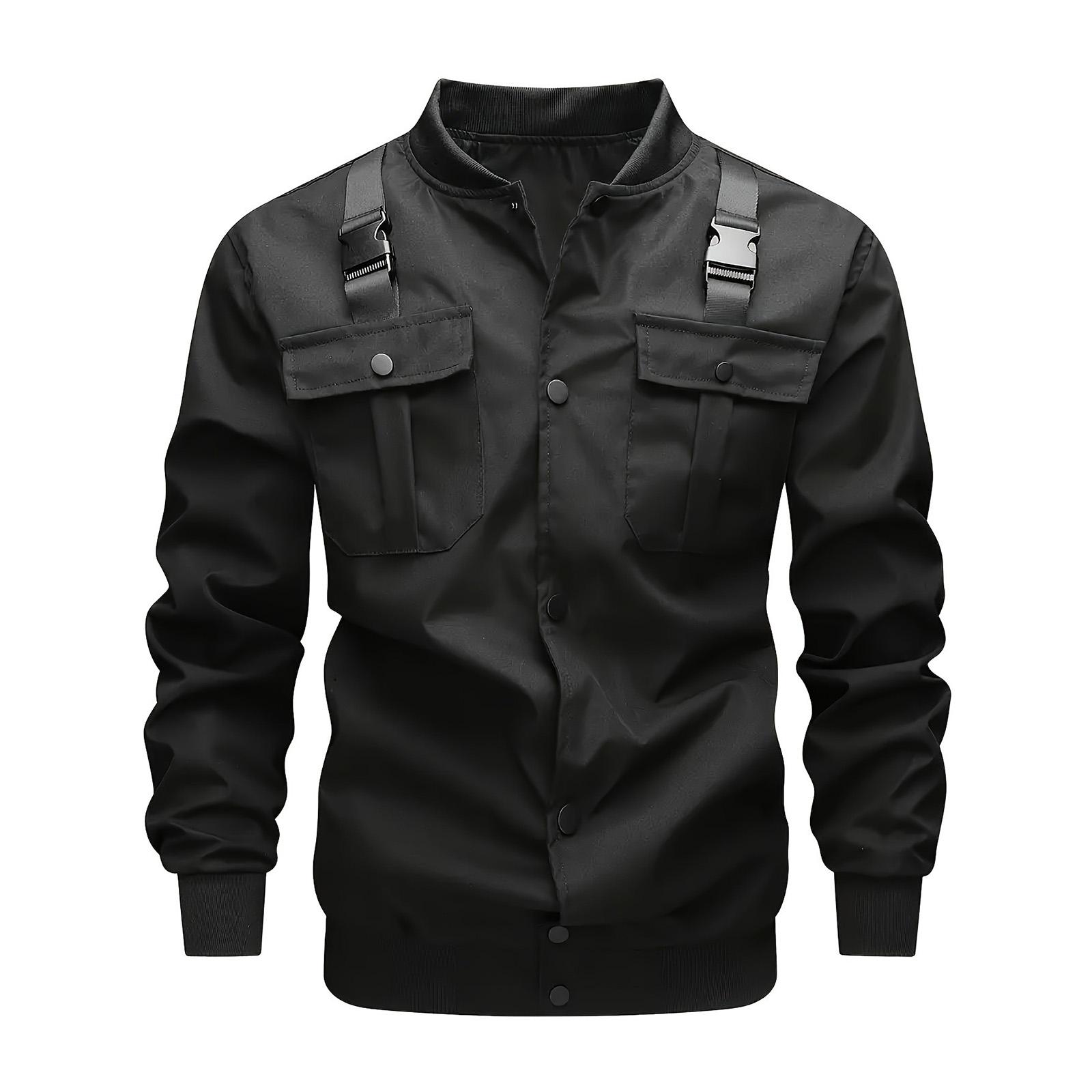 

Men s Solid Color Camouflage Outdoor Sports Jacket Men s Pocket Button Casual Jacket L