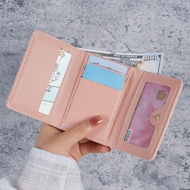 New Small Wallet Women's Leather Short Folding Wallet Student Cute Mini Fashion Hasp Wallet