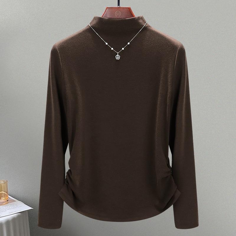 Merino Wool Machine Washable Wool Sweater Women's Autumn New Semi-turtleneck Bottoming Shirt Elastic Waist