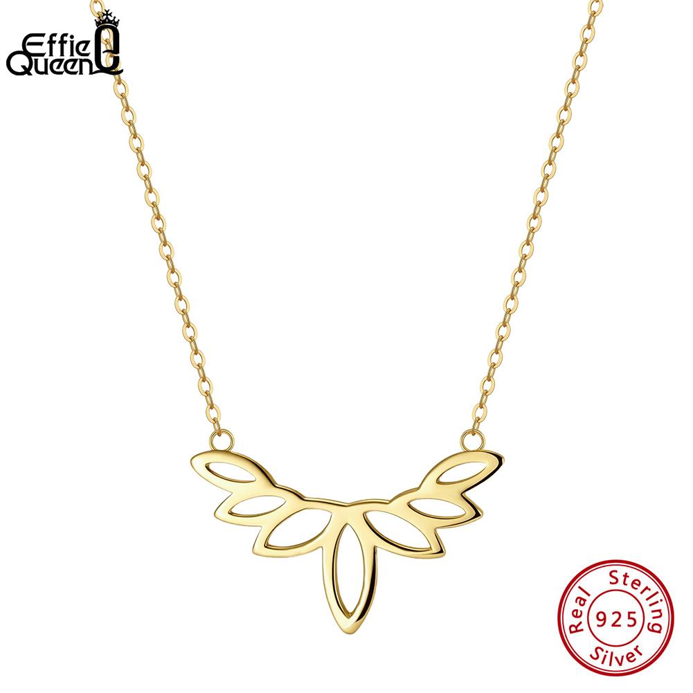 Effie Queen 925 Sterling Silver Lotus Pendant Necklace for Women Hollow Floral Choker Chain Engagement Fine Jewelry Gift GAN16