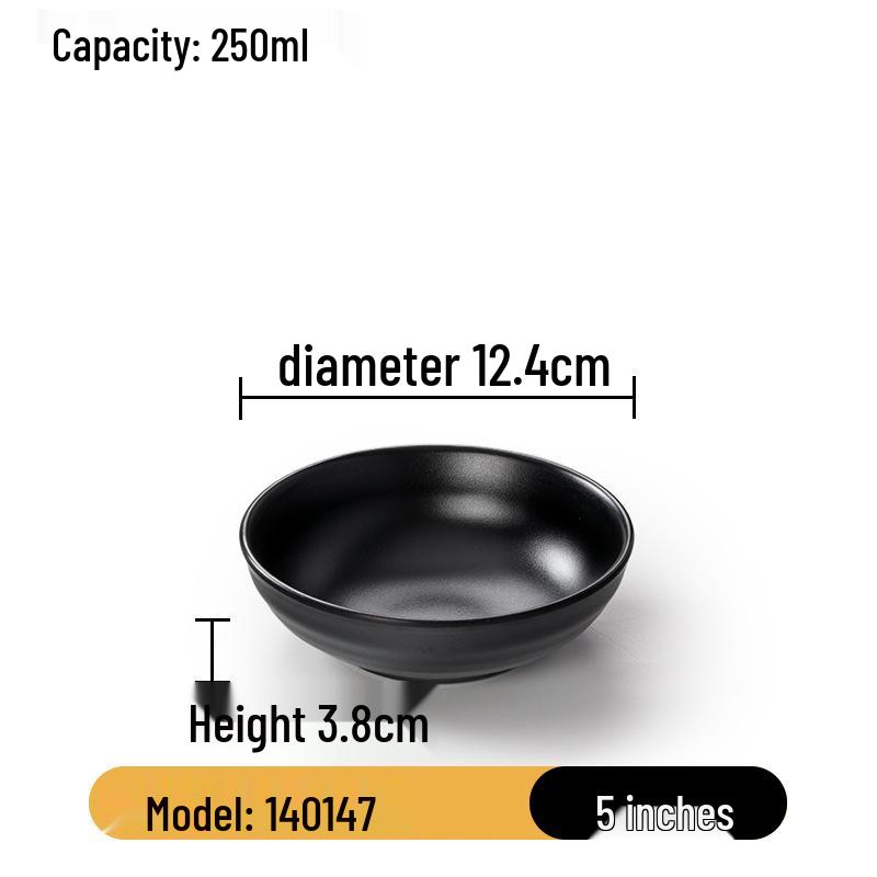 Schwarze Melamin-Suppen- und Reisschale im japanischen Stil - Kleines Kunststoffgeschirr für Hot Pot, Restaurant- oder Hotelgebrauch
