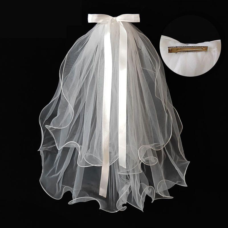 Bridal Woman Luminous Tulle Long Bachelorette Party Wedding  Ribbon Edge With Bowknot For Wedding Party