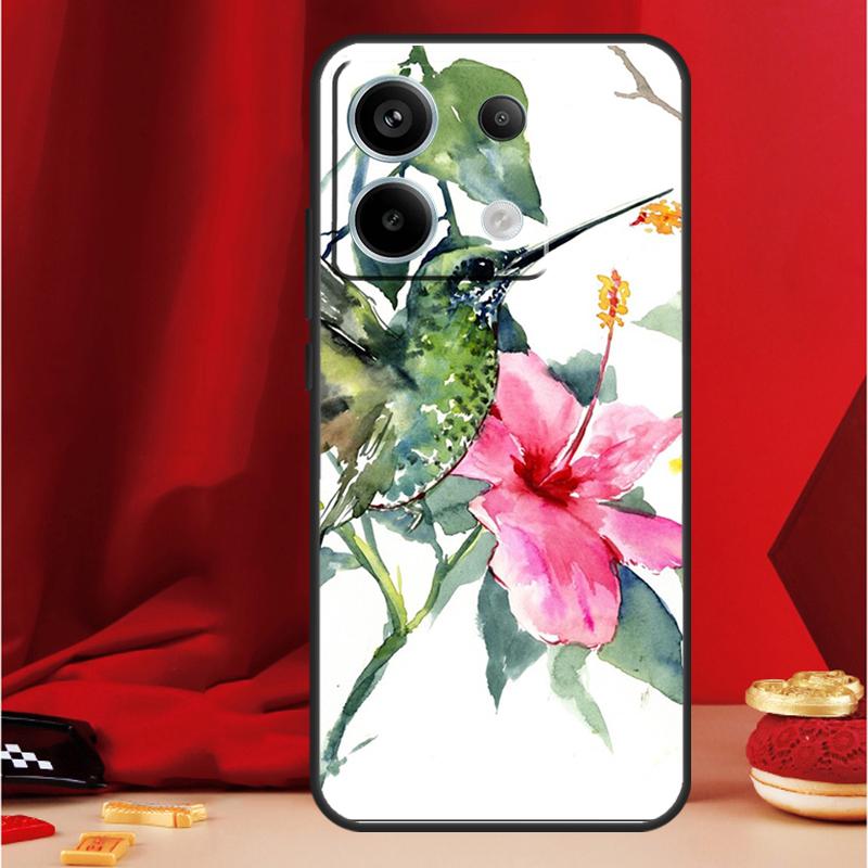 Hummingbird and Flowers Case For Xiaomi Redmi Note 13 Pro 12 11 9 10 Pro 12S 11S 10S 9S Redmi 12 10C 12C 13C Cover