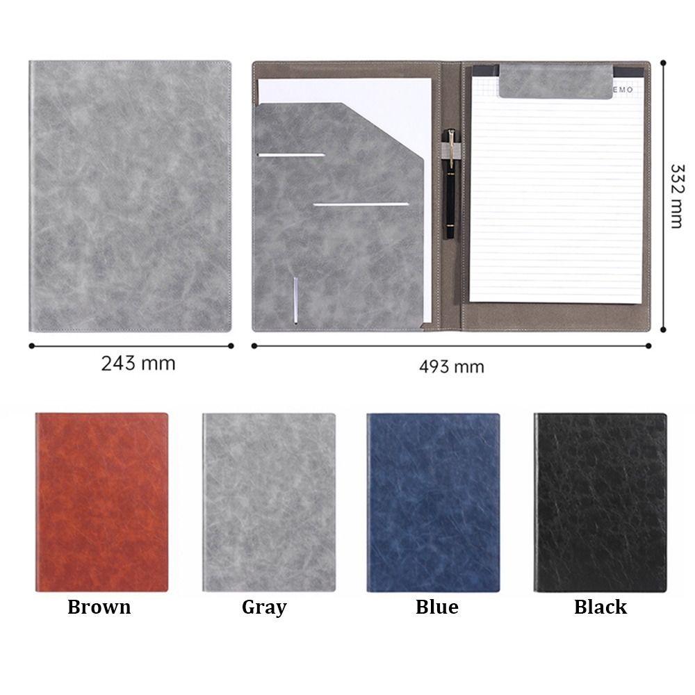 PU Leather Contract Document Clip With Card Holder Writing Pad A4 File Folder Clipboard  Business