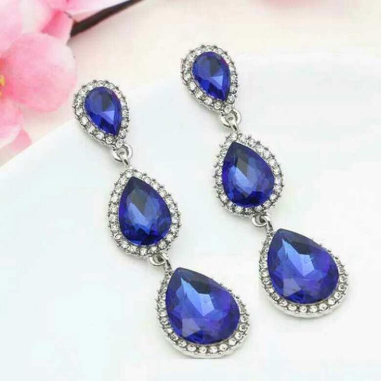 Teardrop Rhinestone Geometric Dangle Earrings for Women - Shiny Korean Fashion Jewelry