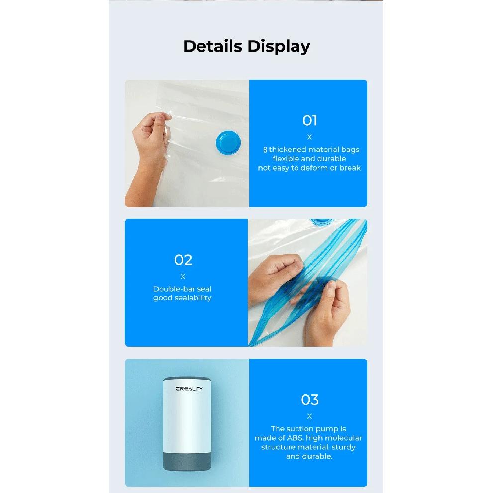 Original CREALITY 8pcs Vacuum Bag Filament Storage for PLA ABS PETG Keep Humidity Resistant Dryer Safe 3D Printer Accessory