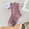 Women's Japanese Style Wool Socks, Thick Mid-Calf, Solid Color, Versatile, Warm for Autumn & Winter