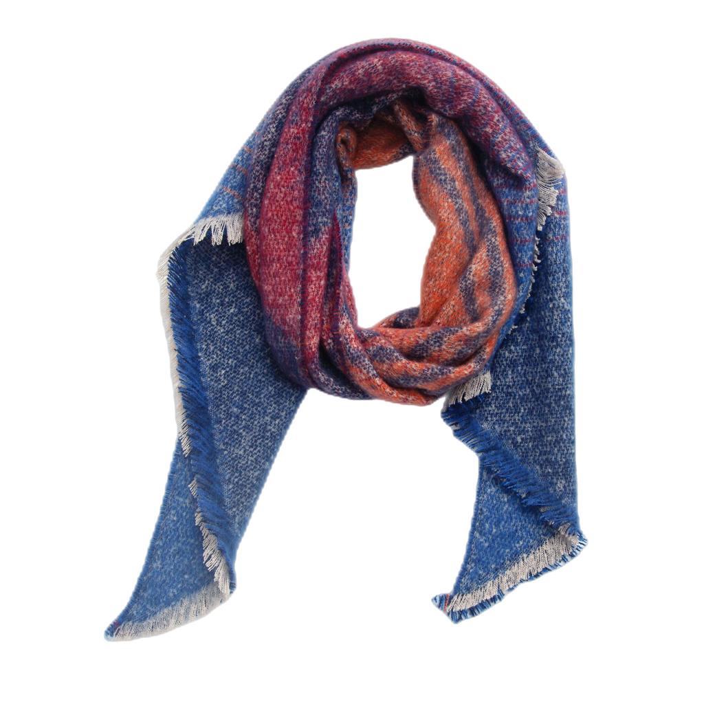 Women's Autumn Winter Thick Striped Star Print Scarf Warm Shawl