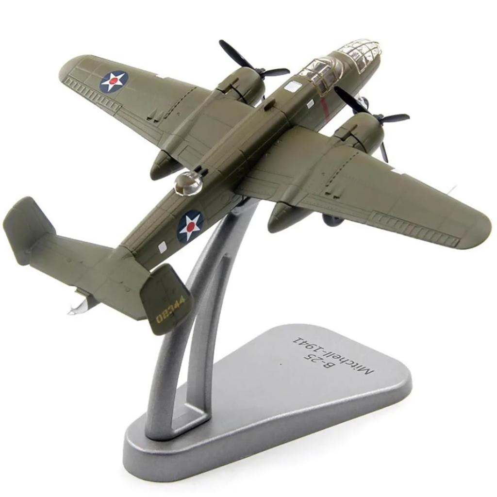 1/144 Scale Alloy Army Green B-25 Bomber Mitchell  Aircraft Model Fighter Airplane Souvenir Collection Toys For Child Adult Gift