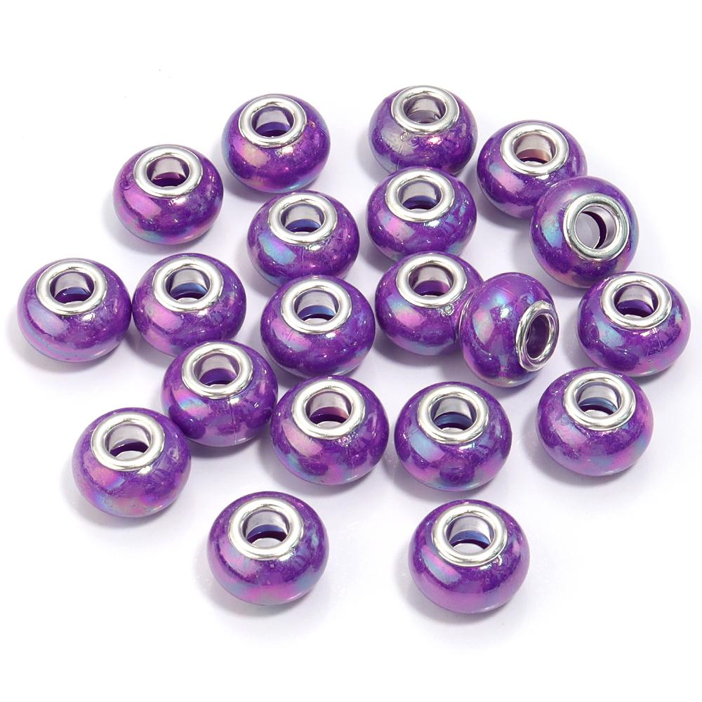 20 Stück Runde Harzperlen Keramikfarbe Beschichtet Farbe Großes Loch Lose Perlen Für Schmuckherstellung DIY Halskette Armband Ohrring Dekoration