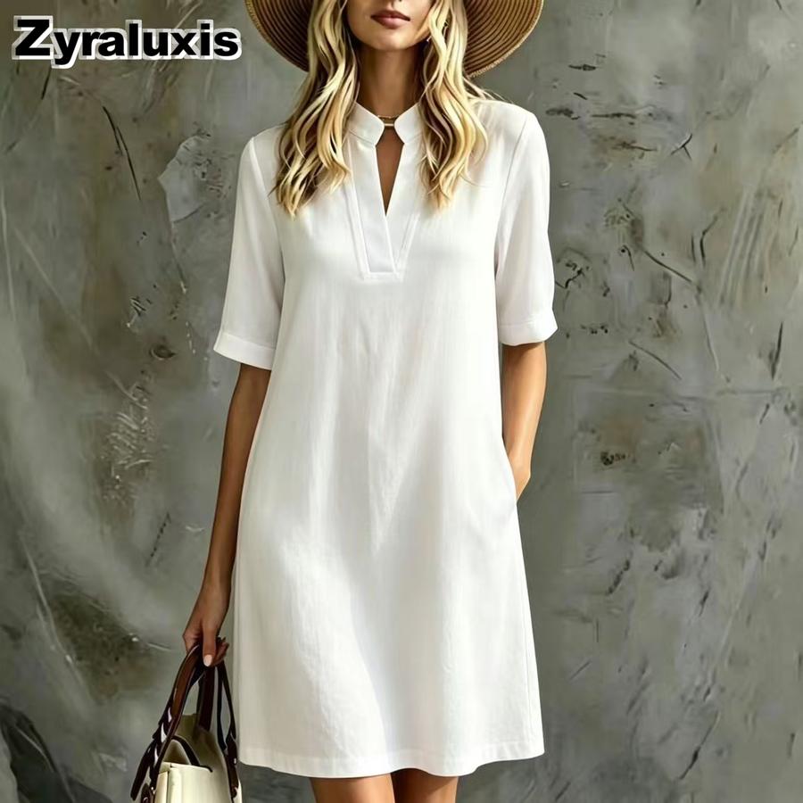 Sale Mini Dress Elegant Straight Cut New Style Women s Clothing XXL белый