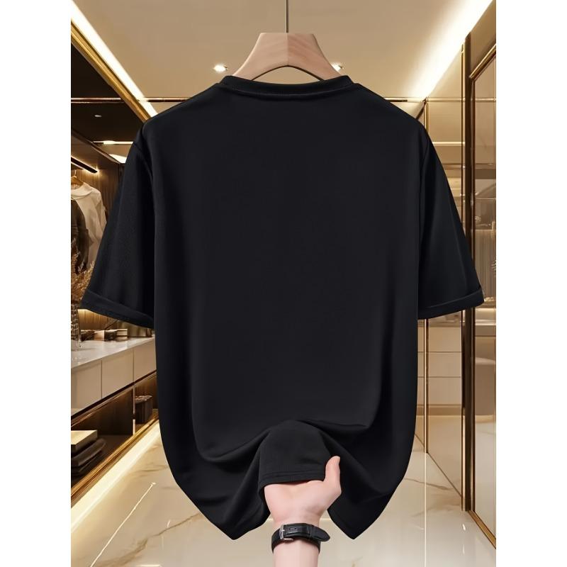 European Size Men'S Outdoor Casual Sports T-Shirt, Featuring an Eagle Design, Round Neck, Short Sleeves - Perfect for Summer And Machine Washable