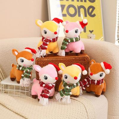 Cute Christmas Scarf Deer Doll Plush Toy Elk Doll Children's Soothing Doll Christmas Gift