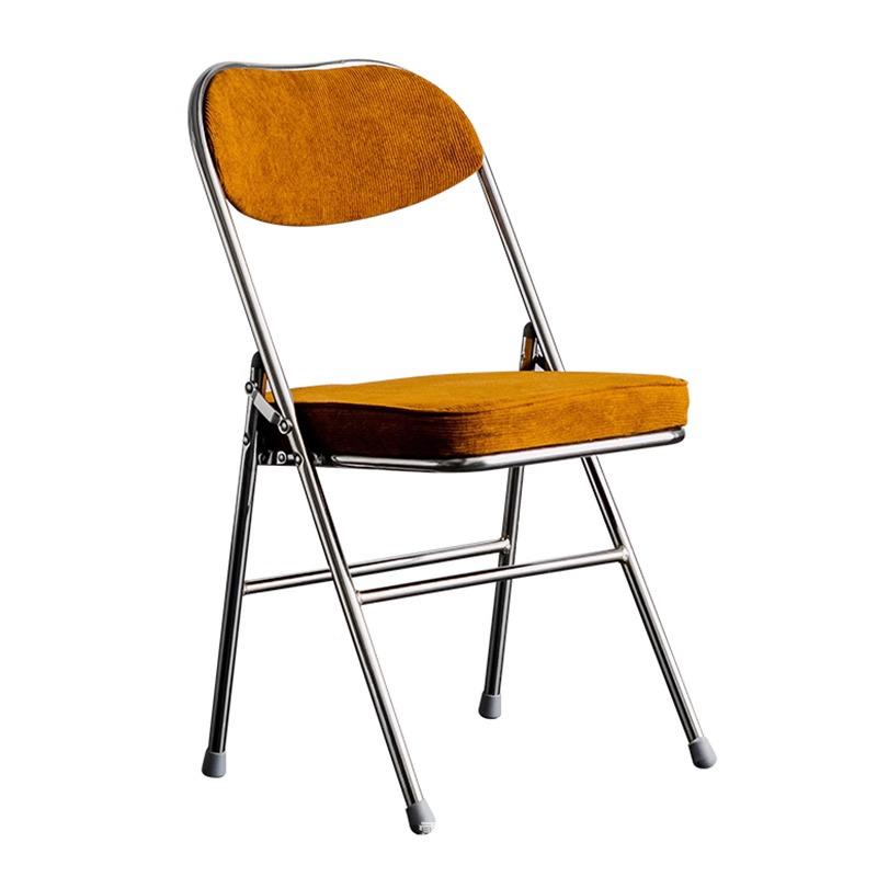 Thickened Retro Corduroy Folding Metal Chair for Dining & Photography
