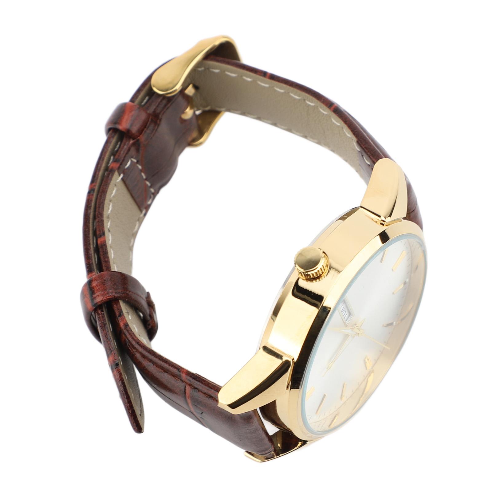 

Men Luminous Quartz Watch Date Display 30m Water Proof PU Leather Strap Men Business Wristwatch White Dial