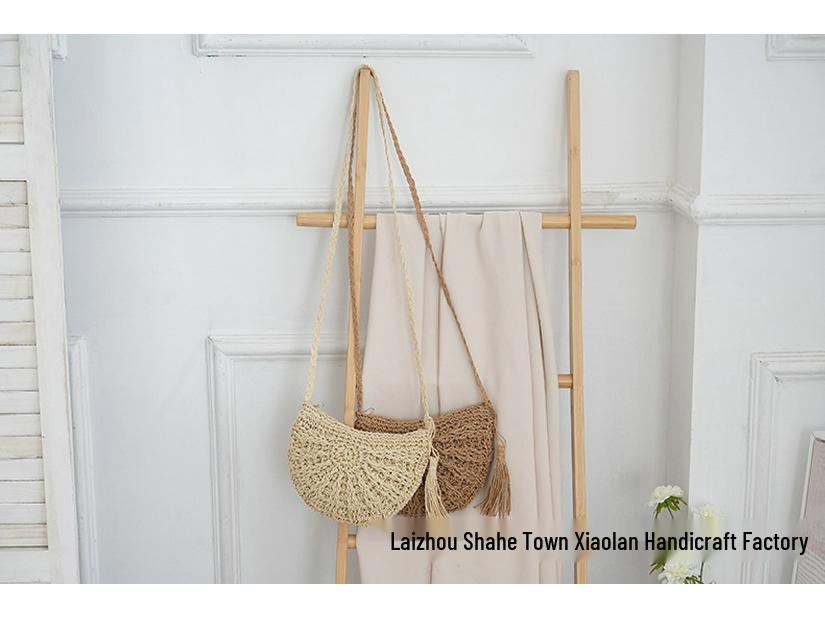 2024 Handgefertigte gewebte Stroh-Umhängetasche - Damen Beliebte Sommer-Schultertasche für Strandurlaube