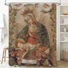 Vintage Religious Madonna Shower Curtain Set Christian Holy Mother Bath Decor With Cross Pattern For Home Decoration