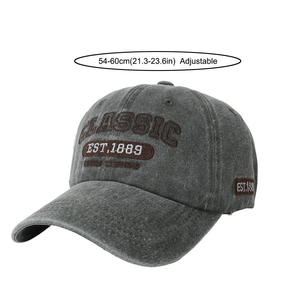 Fashion Classic EST.1889 Embroidery Baseball Cap Visor Washed Cotton Peaked Cap Adjustable Baseball Hats For Man Women Unisex
