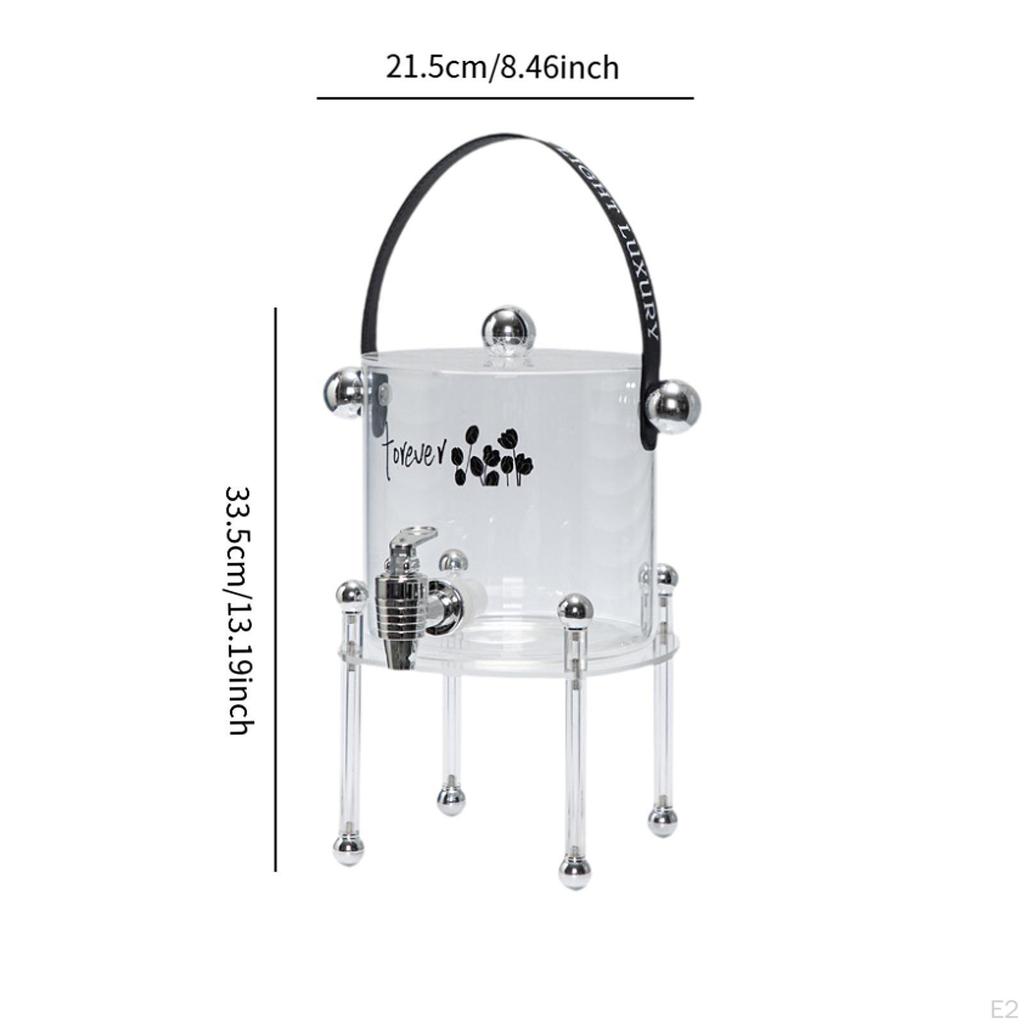 Iced Beverage Dispenser Fruit Teapot Bucket with Stand and Lid Cold Kettle Faucet for Kitchen