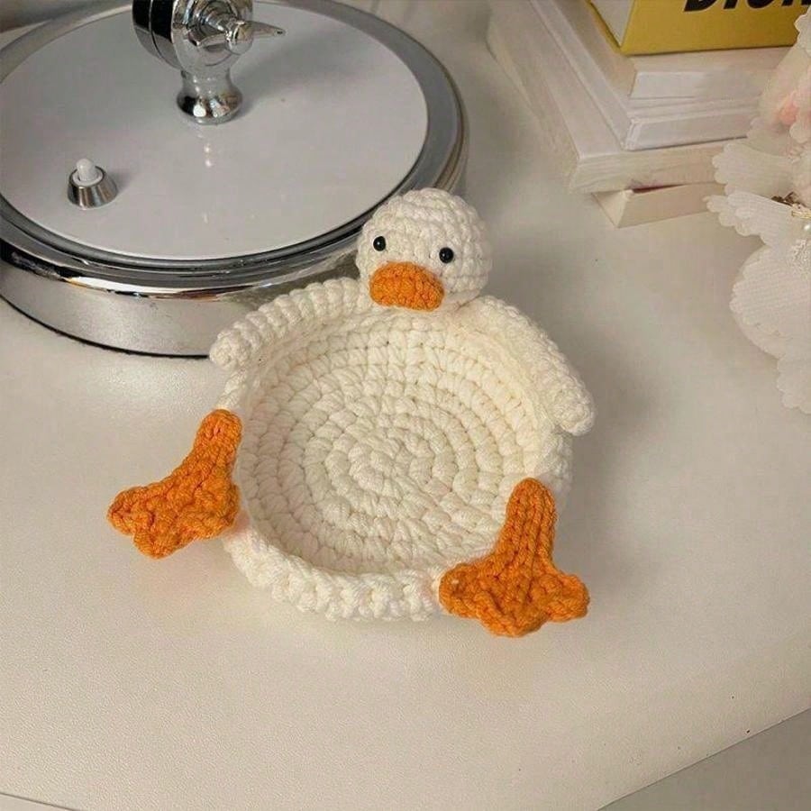 1pc,Crochet Animal Cup Coaster,Handmade Woven Drink Mat, DIY Desk Decor, Housewarming Cup Gift ,Graduation Gift