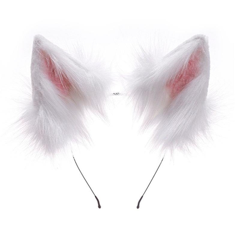 Felliges Tier Katze Fuchs Ohren Haarreifen Verstellbar Halloween Kopfschmuck Cosplay Party Kostüm Requisiten Kopfbedeckung Haarschmuck Common use gray