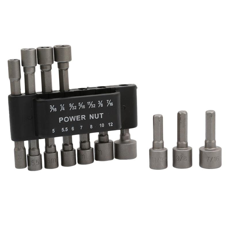 7-teiliges Stecknuss-Adapter-Set – Inkl. 3 Verlängerungen & 4 Adapter, Chrom-Vanadium-Stahl