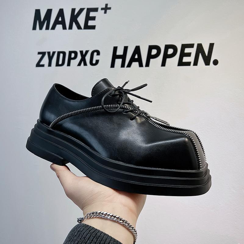 

Европейские повседневные туфли мужские весенние новые туфли-маффины на толстой подошве мужские кожаные туфли дерби с цепочкой 60702-A 38 чёрный