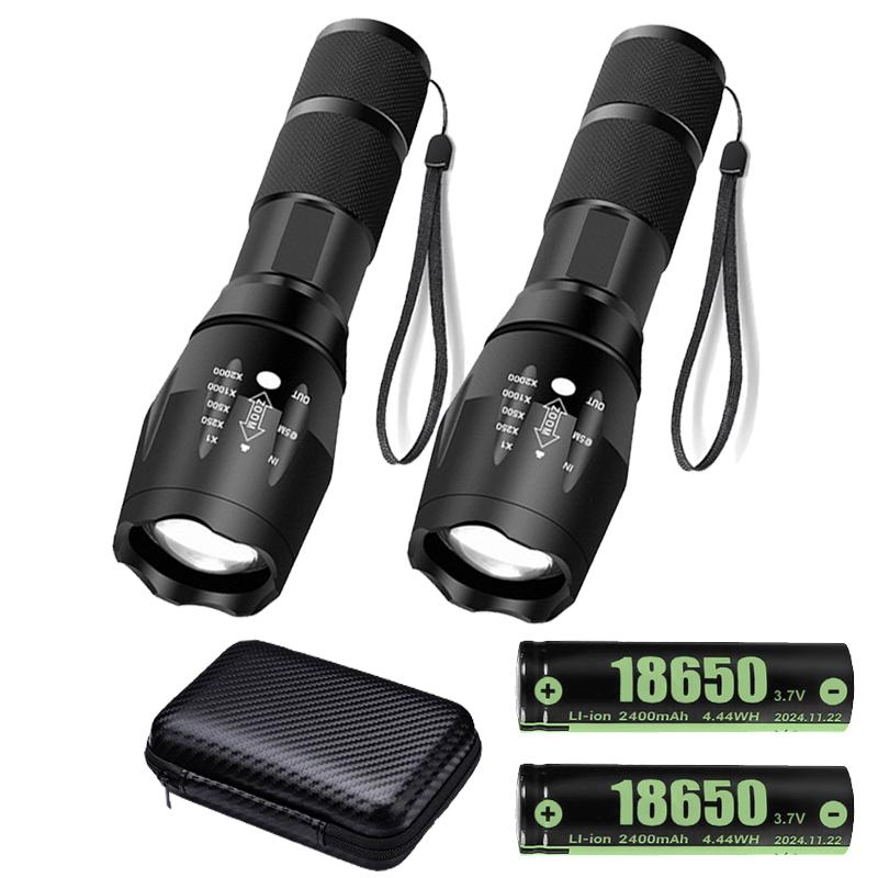 High Power LED Flashlight Rechargeable Tactical Flashlight Aluminum Alloy Telescopic Zoom Torch Lamp for Outdoor Camping Fishing