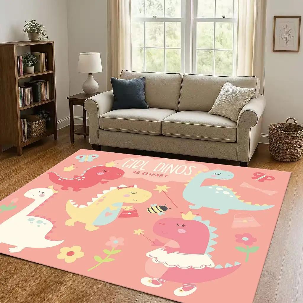 2026 New Space Dinosaur Cartoon Dino Art Living Room Non-Slip Area Rug Carpet for Bedroom Kids Playroom Sofa,Home Decor Doormat