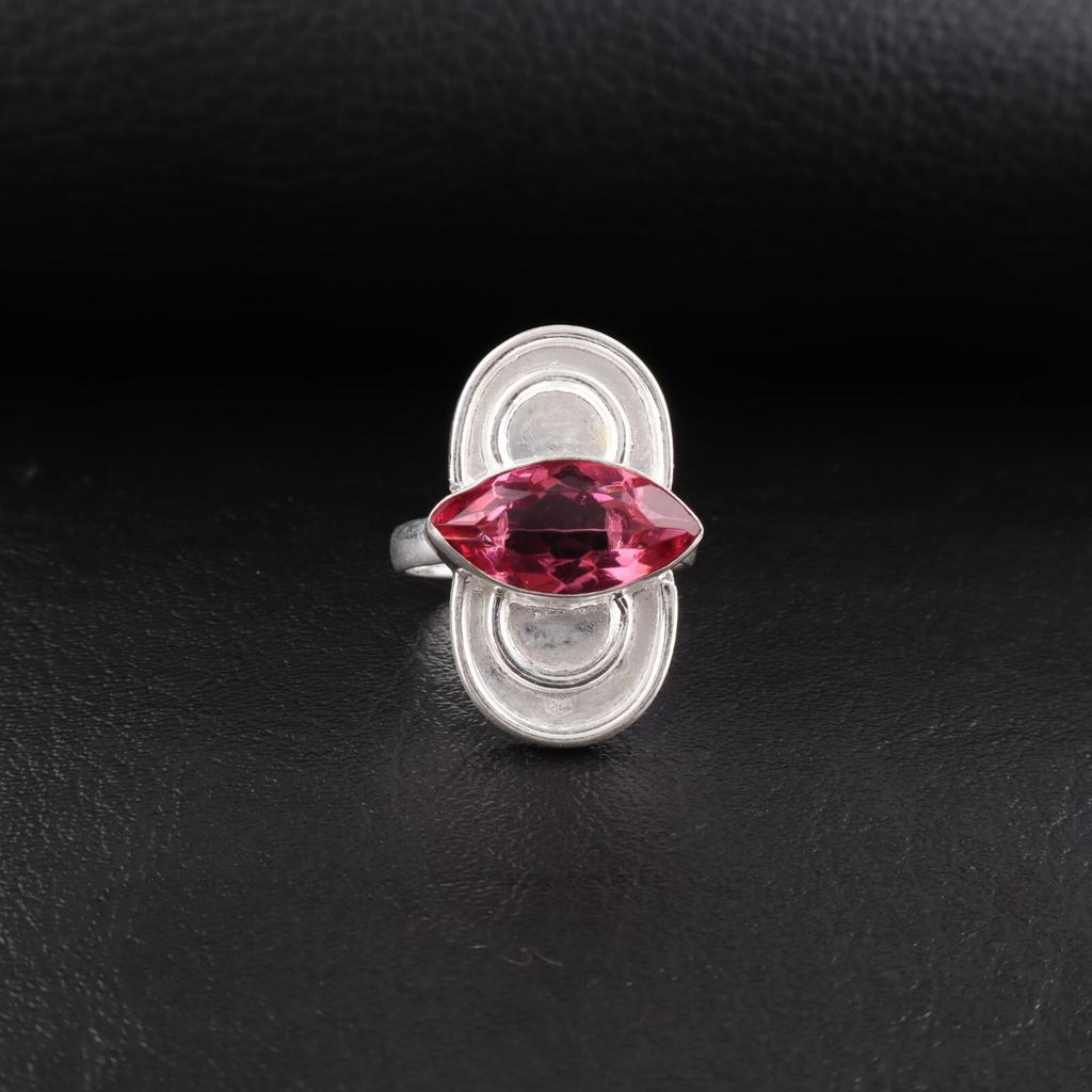 Pink Tourmaline Gemstone 925 Sterling Silver Jewelry Handcrafted Ring For Women RR-34-11