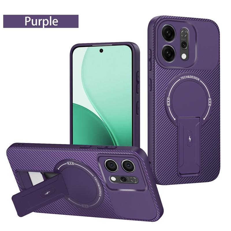 Carbon Fiber Pattern Armor Case For OPPO Reno 14 Pro Reno14 5G Cover Magnetic Wireless Chraging Fold Stand Shell Fundas