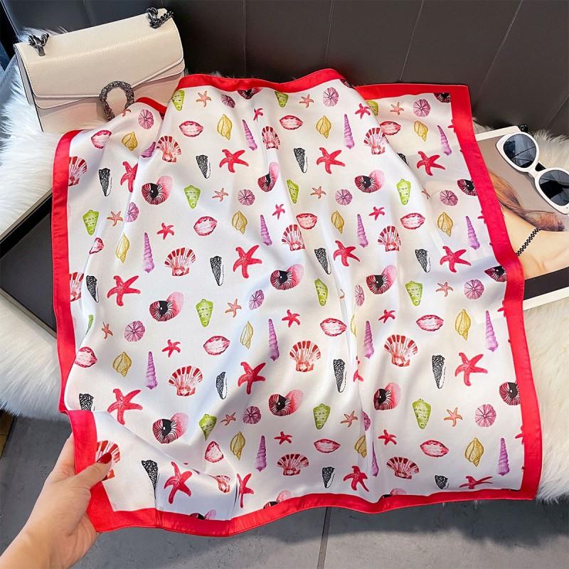 70x70cm Lightweight Silk-Look Square Scarf Women French Chic Hair Band Office Accessory Viscose 96%