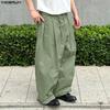 INCERUN Pantaloni Larghi Casual da Uomo a Vita Elastica con Pieghe Lunghi e Ampi