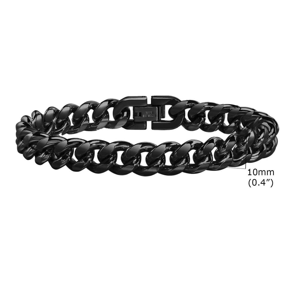 Vnox 18cm/20cm/22cm Stainless Steel Bold Cuban Bracelets for Men Women,6mm/8mm/10mm/12mm Width Miami Curb Links Wristband Gift