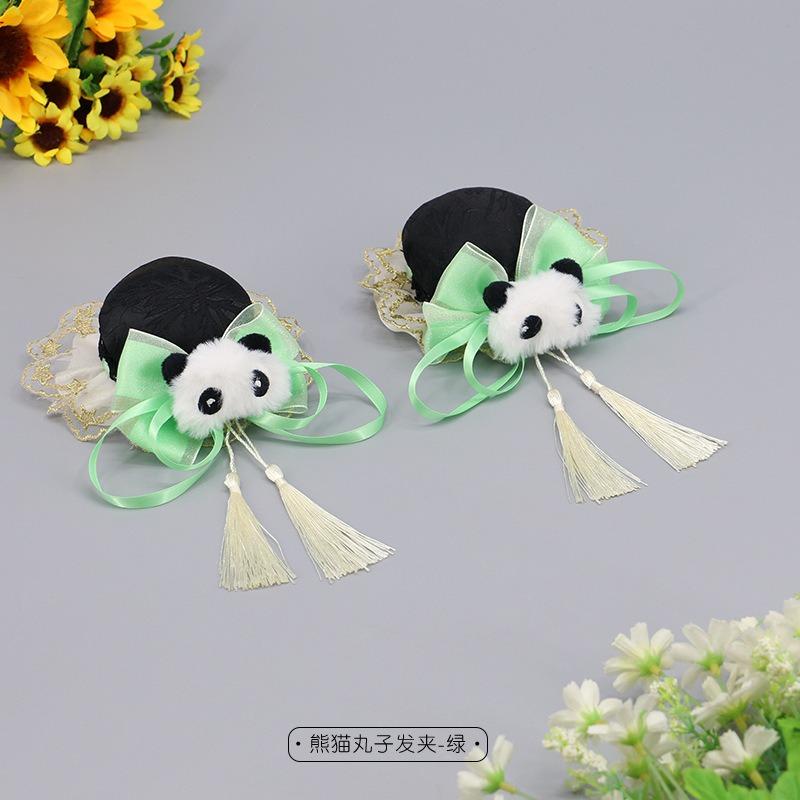 Lolita Antique Headgear Fringed Girl Cute Ball Head Pair Panda Bun Head Hairpin Hair Accessories