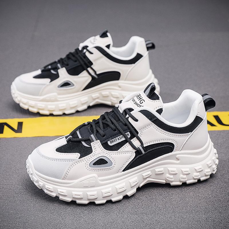 2024 Autumn Men's Breathable Sports Shoes - Korean Style, Non-Slip, Thick-Soled, All-Match Dad Sneakers