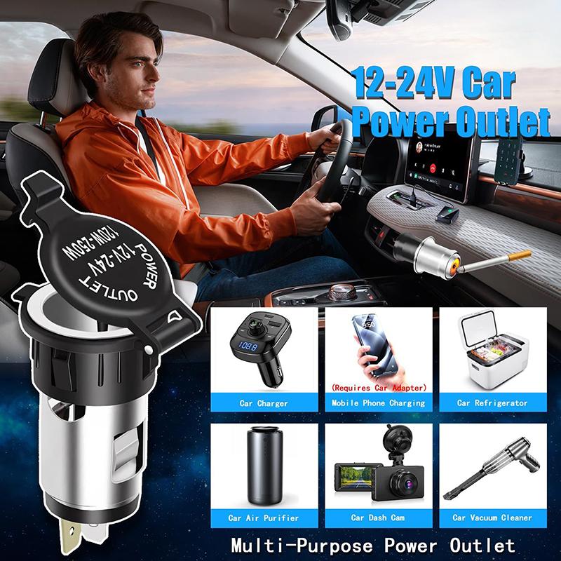 Universal 12V Car Cigarette Lighter Power Socket Adapter Plug Outlet For Motorcycles Boats Tractor Truck Brand