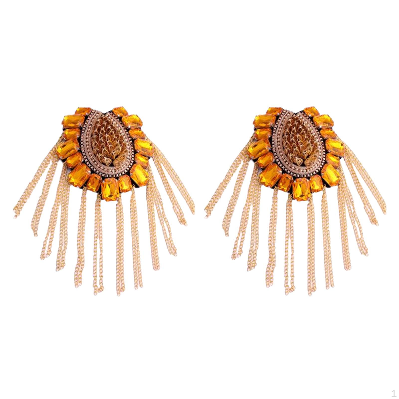 

Tassel Link Chain Epaulet Decorative Uniform Decor Stylish Rivet for Party Aureate