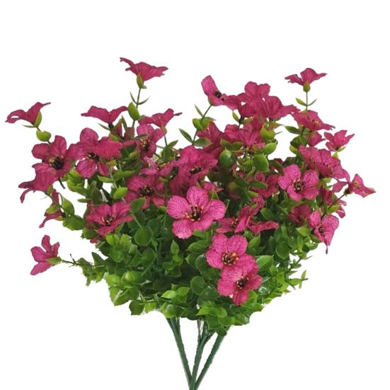 

8 шт. искусственных цветов с листьями эвкалипта, устойчивые к ультрафиолетовому излучению, реалистичные искусственные цветы для свадебной вечеринки, внутреннего и наружного садового украшения из искусственных цветов розы красного