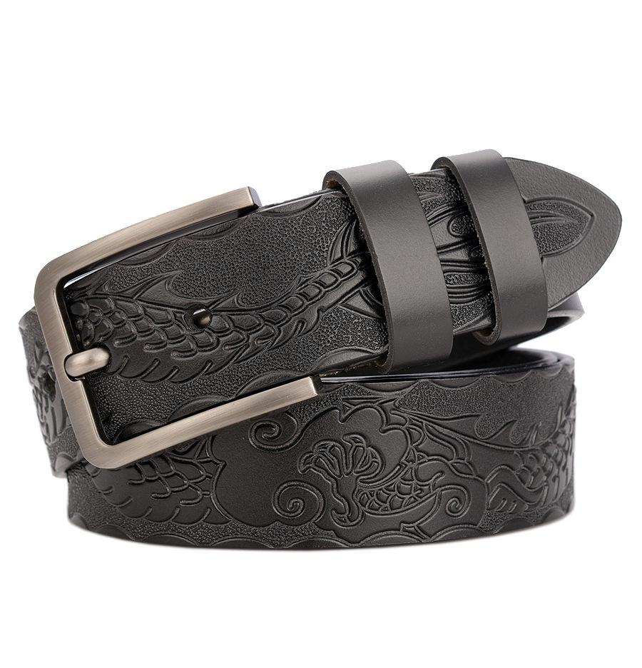 Personalized Men's Leather Belt for Jeans – Customized Carving Cowhide Belt Fashion Accessory