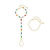 SHIXIN 2Pcs/Set Exquisite Colorful Crystal Chain Bracelets for Women Trendy Charm Finger Bracelet Chain Ladies Aesthetic Jewelry