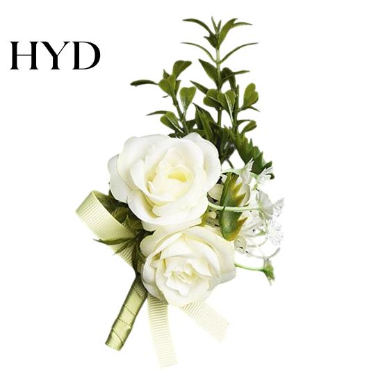 Forest Style Corsage White Wedding Flower Rustic Bridal Groom Boutonniere for Prom Lightweight Bride Bridesmaid Groomsman Western Silk