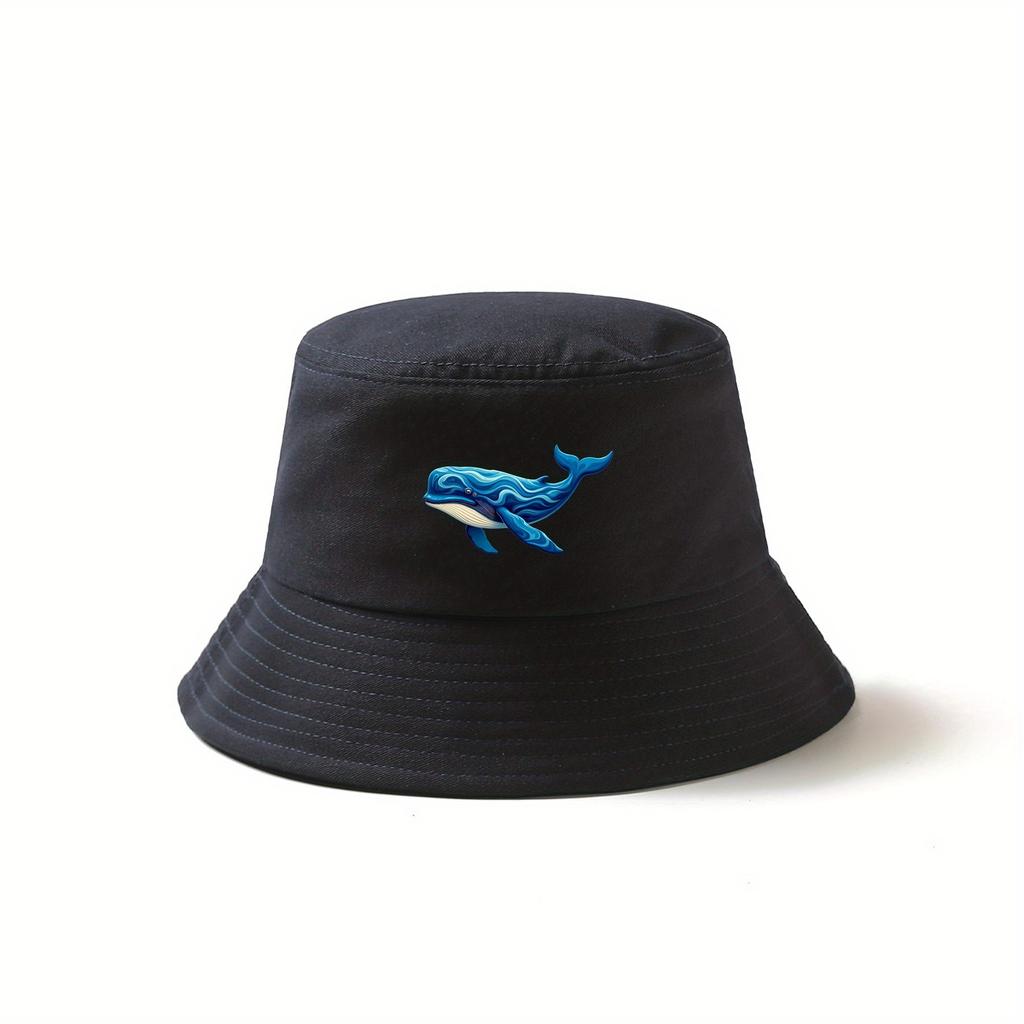 Blue Whale Printed Fisherman's Hat Fun Birthday Gift for Men and Women Sunscreen Outdoor Basin Hat