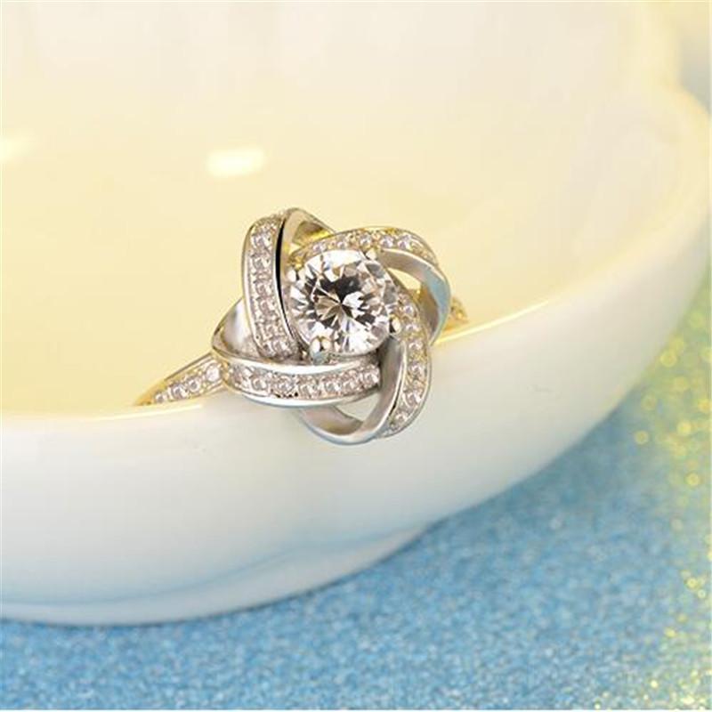 New Arrivals 925 Silver Crystal Clover Ring Bague Anillos Pure Silver Fine Jewelry For Women