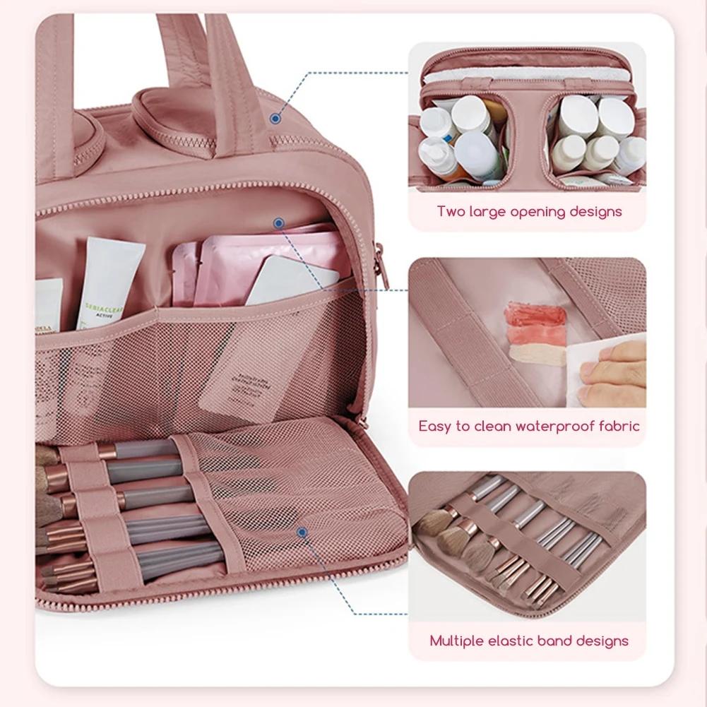 Portable Makeup Bag Traveling Waterproof Toiletry Bag Fashion Makeup Storage Pouch Multi-Compartment Toiletry Cosmetics Bag