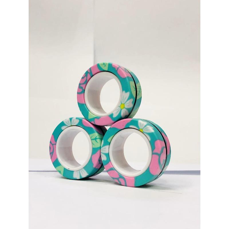 3pcs Anillos Magnéticos para Dedos Coloridos Set de Juguetes Fidget Imanes para Adultos Anillos Giratorios para Aliviar el Estrés Alivio de la Ansiedad Terapia