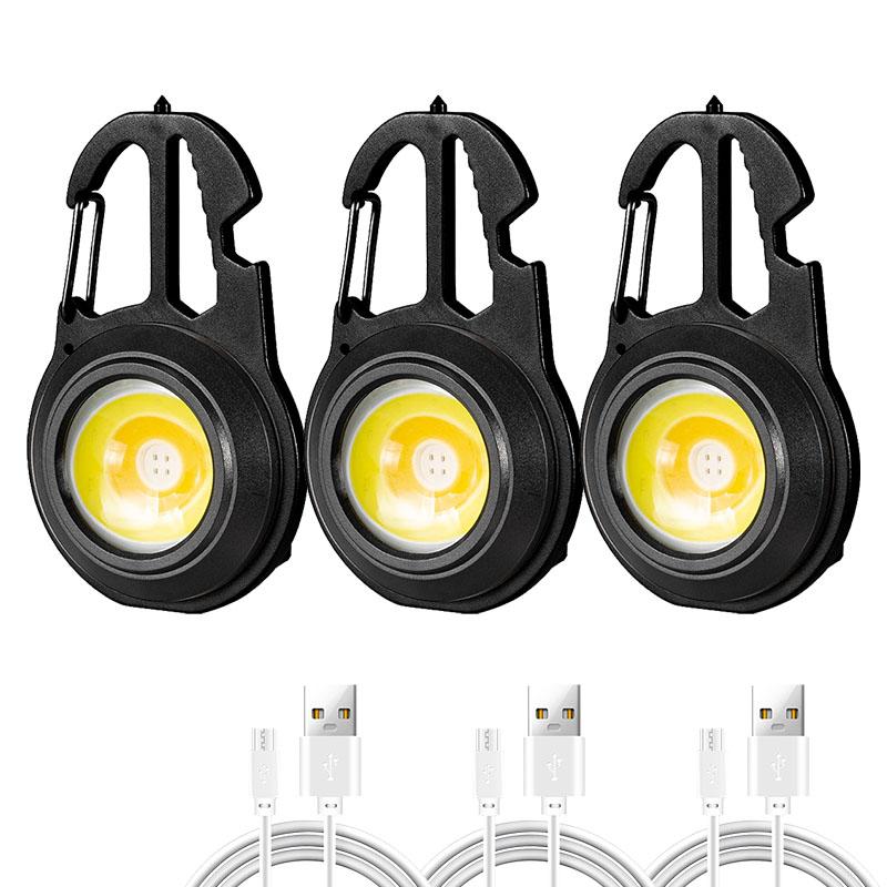 COB Multifunctional Portable Mini Keychain Light Rechargeable USB Interface LED Work Light Emergency Outdoor Camping Light